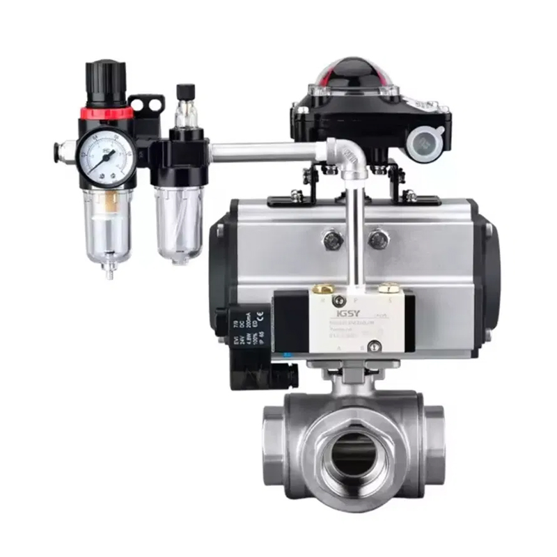 Q614/15F Pneumatic Three-Way Threaded Ball Valve