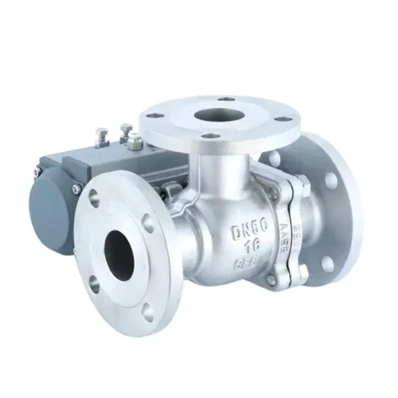 Q644/45F Pneumatic Three-Way Flange Ball Valve