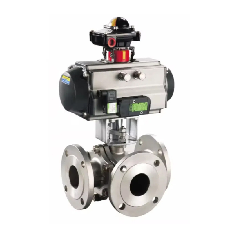 Q644/45F Pneumatic Three-Way Flange Ball Valve