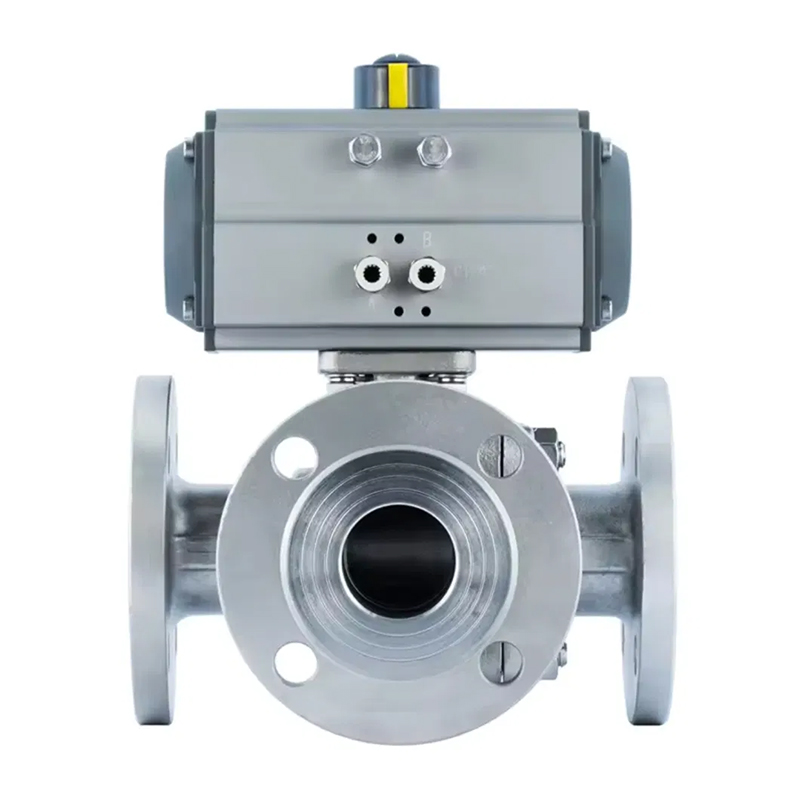 Q644/45F Pneumatic Three-Way Flange Ball Valve