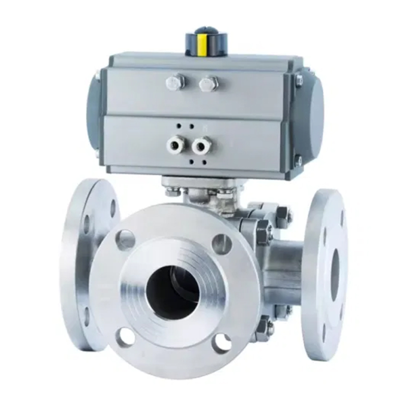 Q644/45F Pneumatic Three-Way Flange Ball Valve